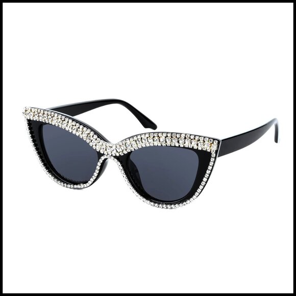 Oversized Cat Eye Sunglasses with Diamond Rhinestone Frame UV Protection main image 2